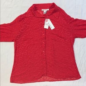 Long Sleeve Red Patterned Shirt